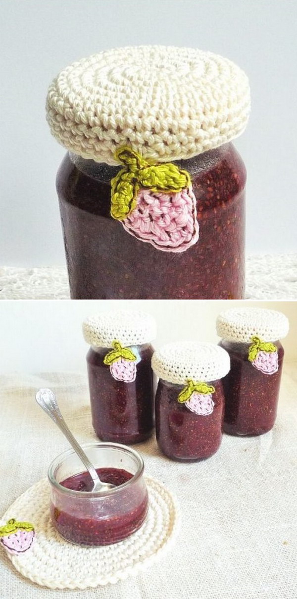 Strawberry Jar Cover Free Crochet Pattern