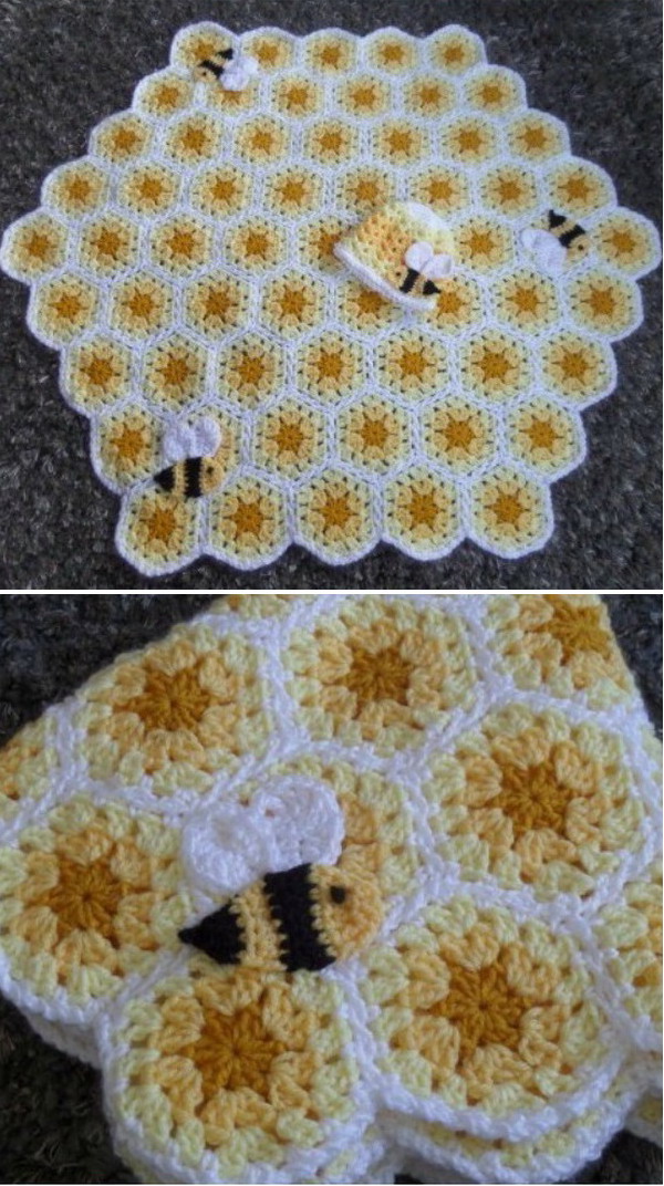 Bee Baby Blanket Free Crochet Pattern