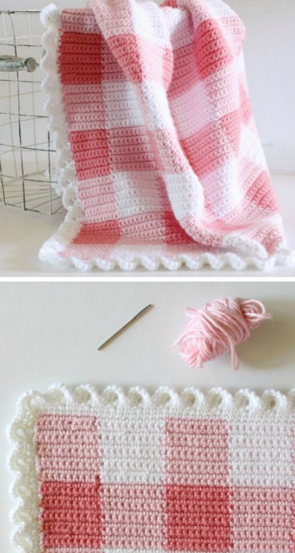 5 Gingham Blanket Free Crochet Pattern