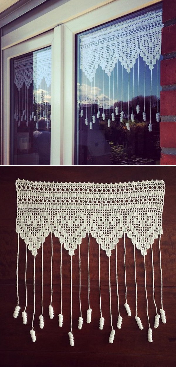 Lacy Heart Curtains Free Crochet Pattern