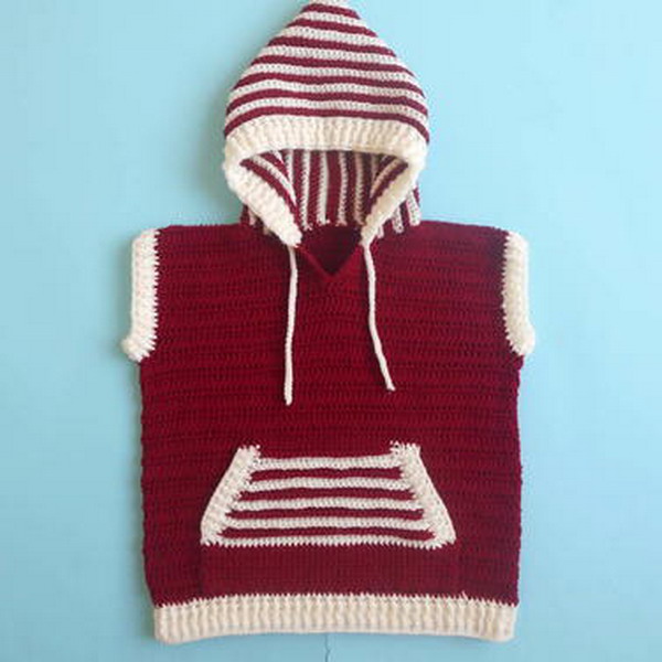 Hooded Vest Sweater for Toddler Boy Free Crochet Pattern