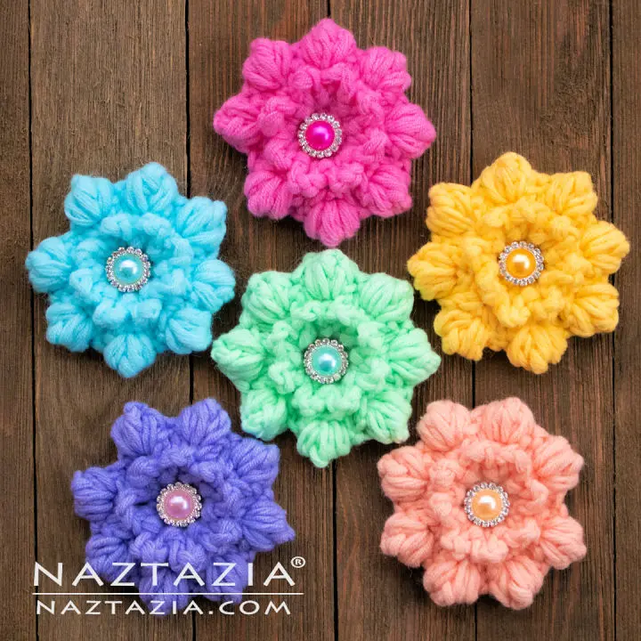 How to Crochet Puff Flower Free Pattern