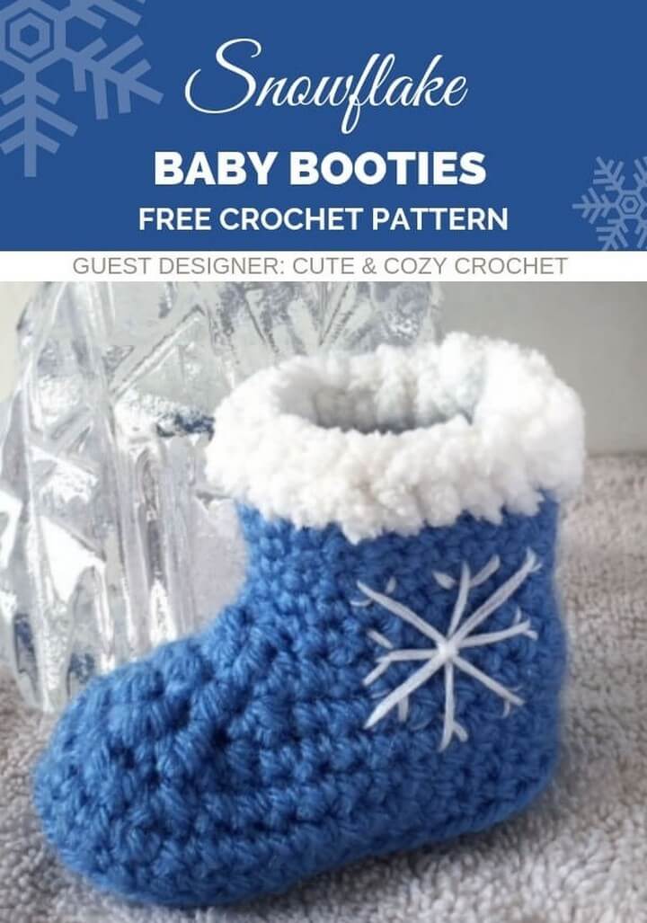 Winter Snowflake Baby Booties Crochet Pattern