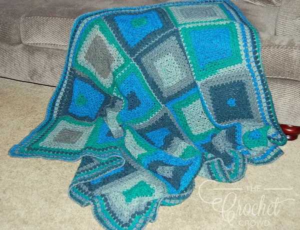 Cool Squares Modern Granny Crochet Afghan