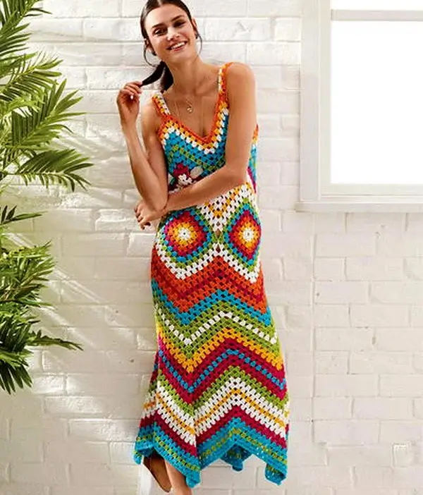 Women’s Summer Crochet Colorful Dress Pattern