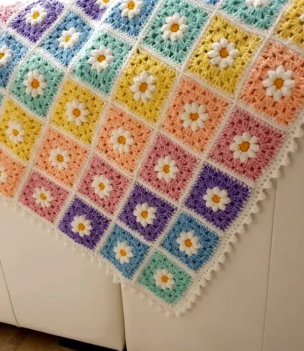 Daisy Dreams Rainbow Baby Girl Crochet Blanket Pattern