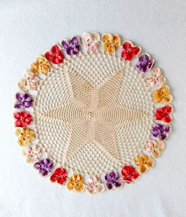 Vintage Pansy Star Doilies Crochet Pattern