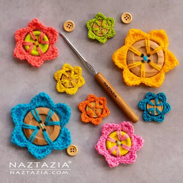 Crochet Button Flower Pattern