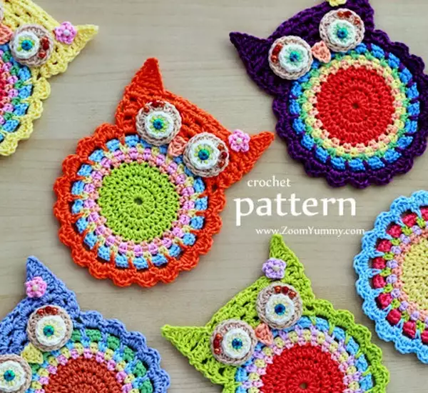 Crochet Owl Coasters Pattern