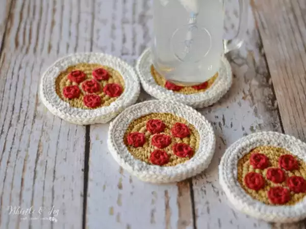 Crochet Pizza Coasters Pattern