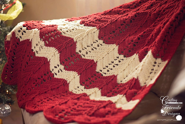Classic Cable Chevron Afghan