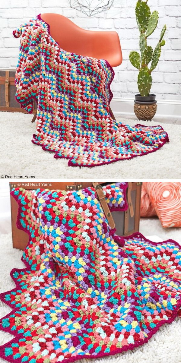Throw-back Granny Chevron Free Crochet Pattern
