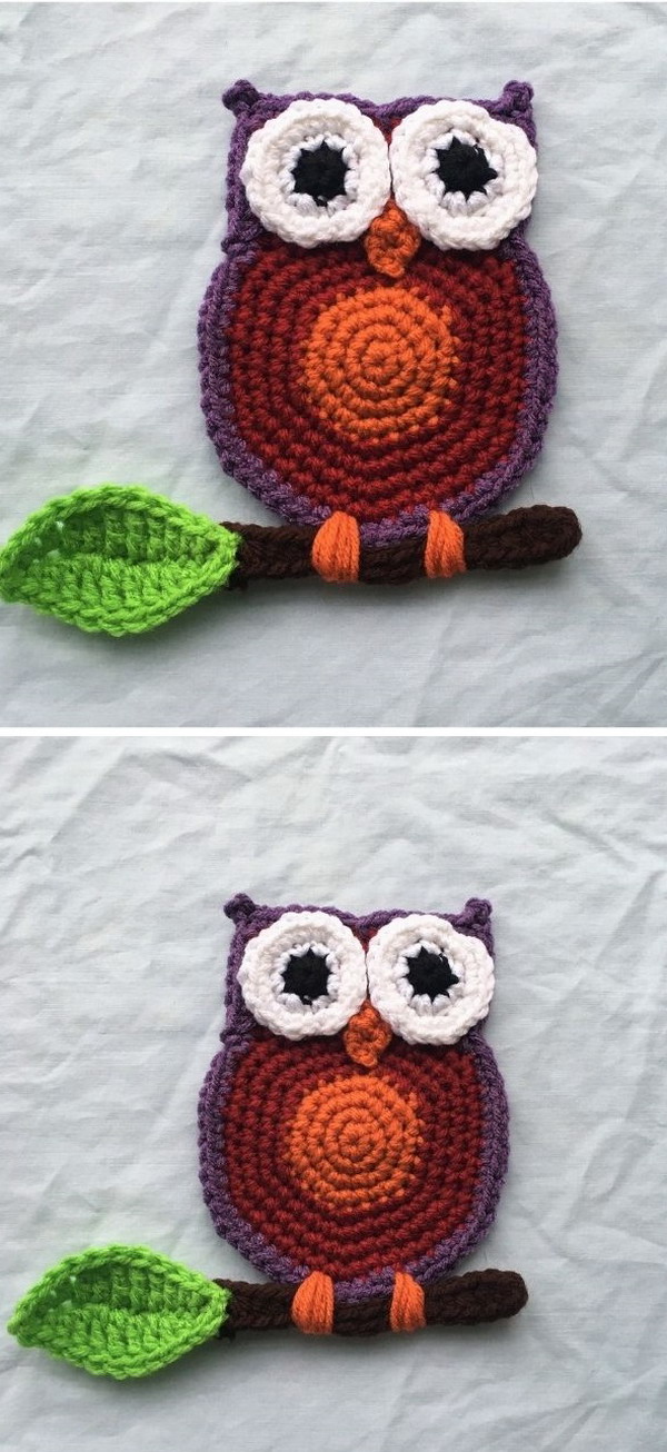 Owl Applique Free Crochet Pattern