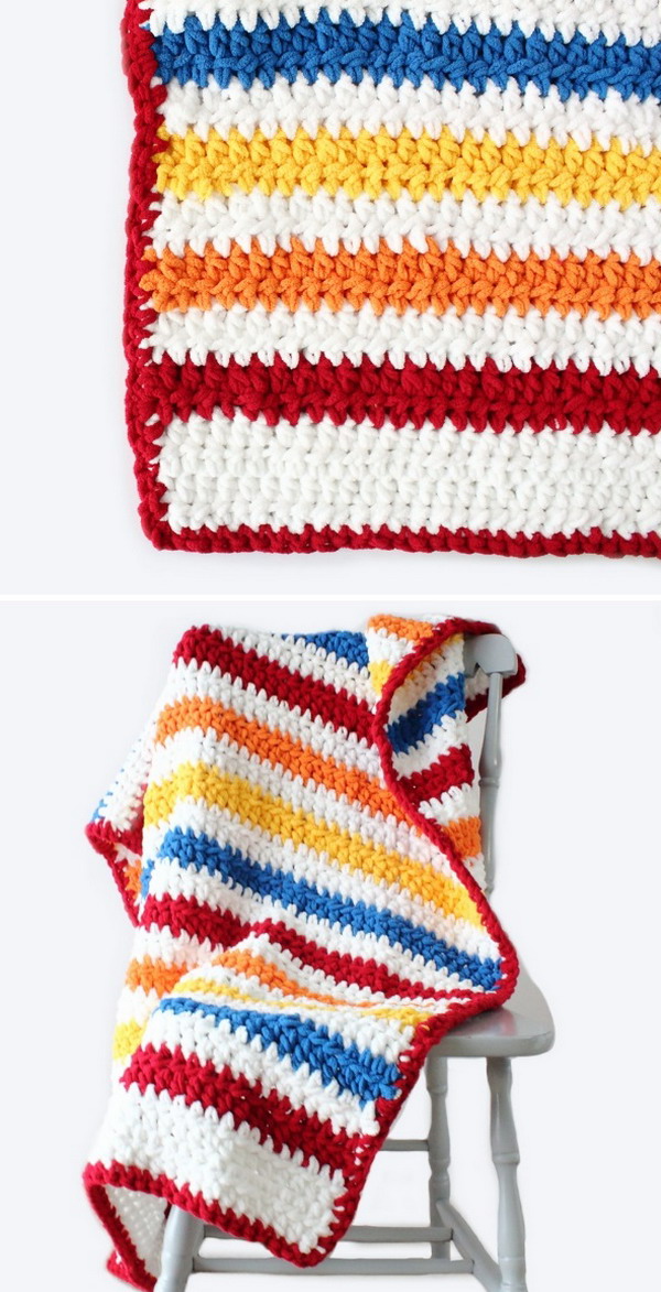 Stripey Days Baby Blanket Free Crochet Pattern