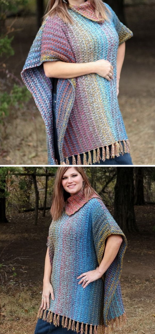 Mountain Trail Tweed Poncho Free Crochet Pattern