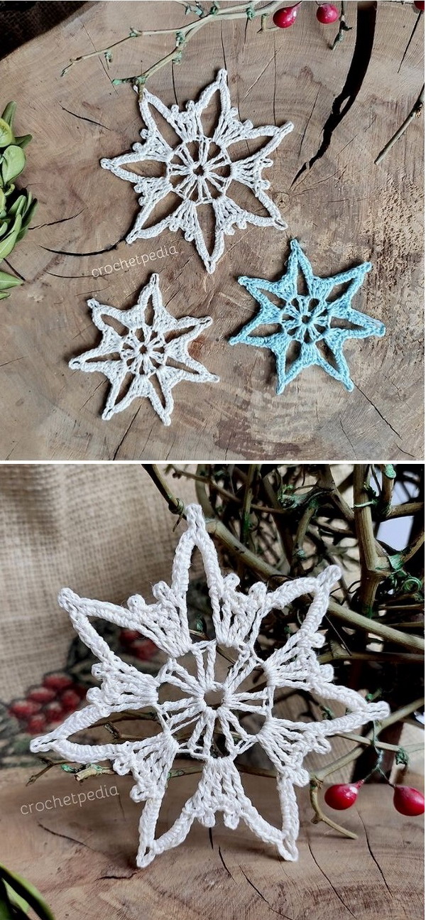Crystal Star Snowflake Free Crochet Pattern