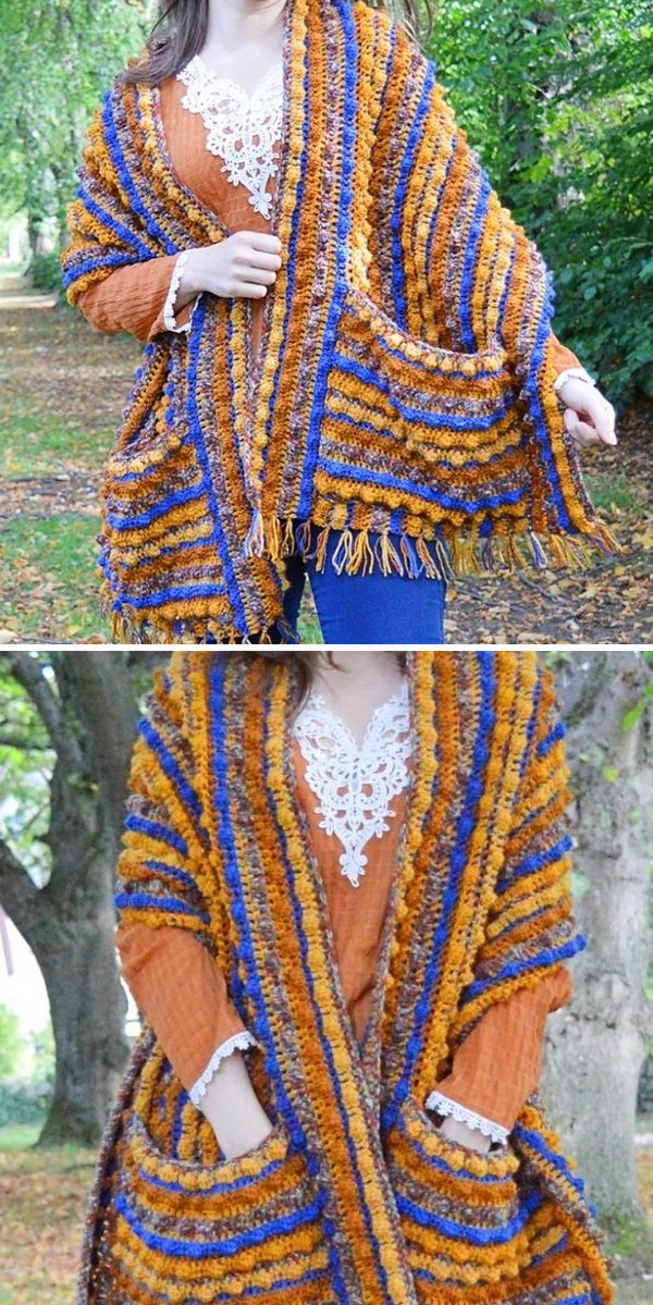 Pocket Shawl Autumn Berries Free Crochet Pattern