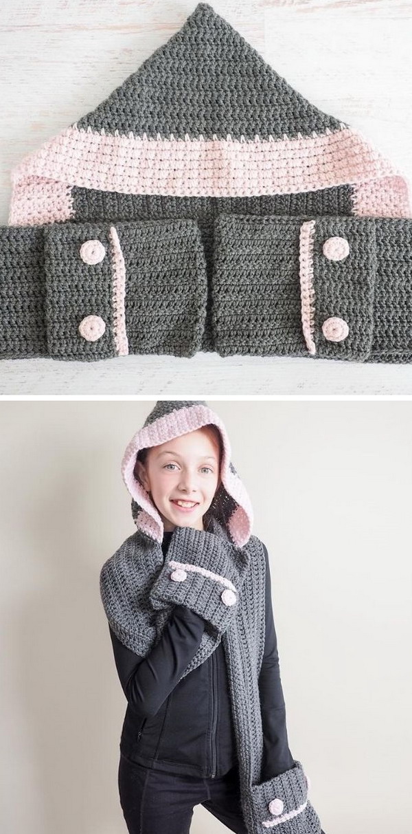 Hooded Scarf Free Crochet Pattern