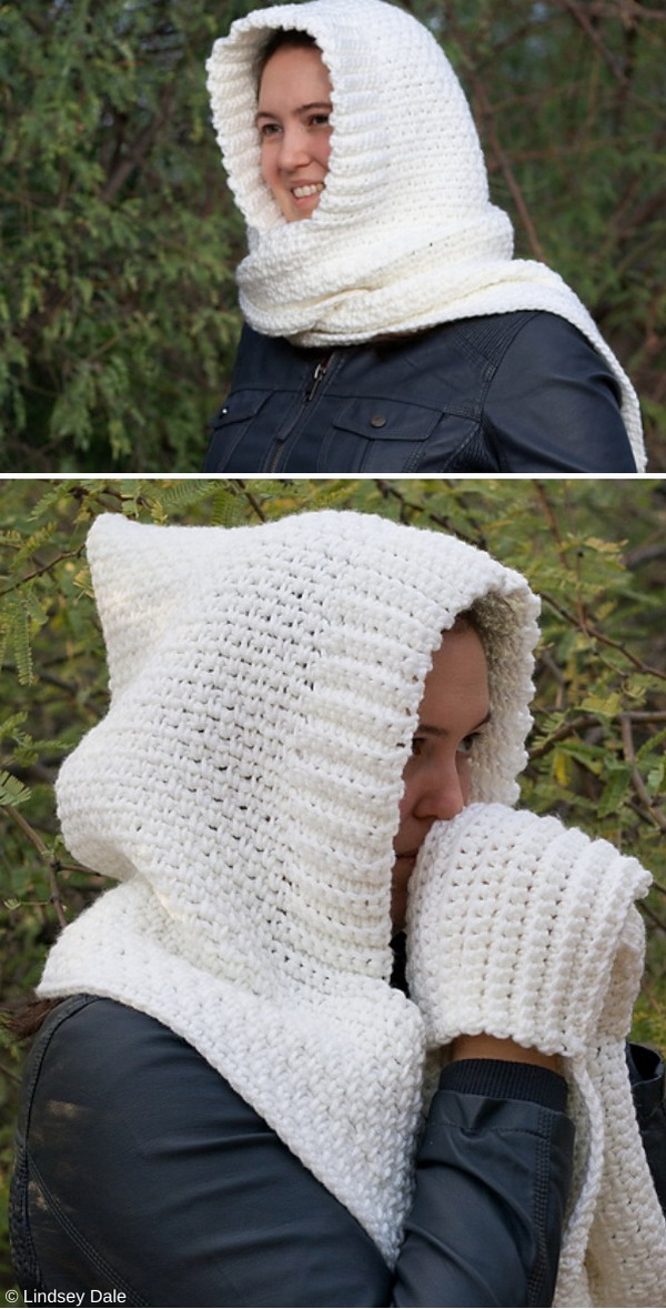 Woodland Hooded Scarf with Pockets Free Crochet Pattern