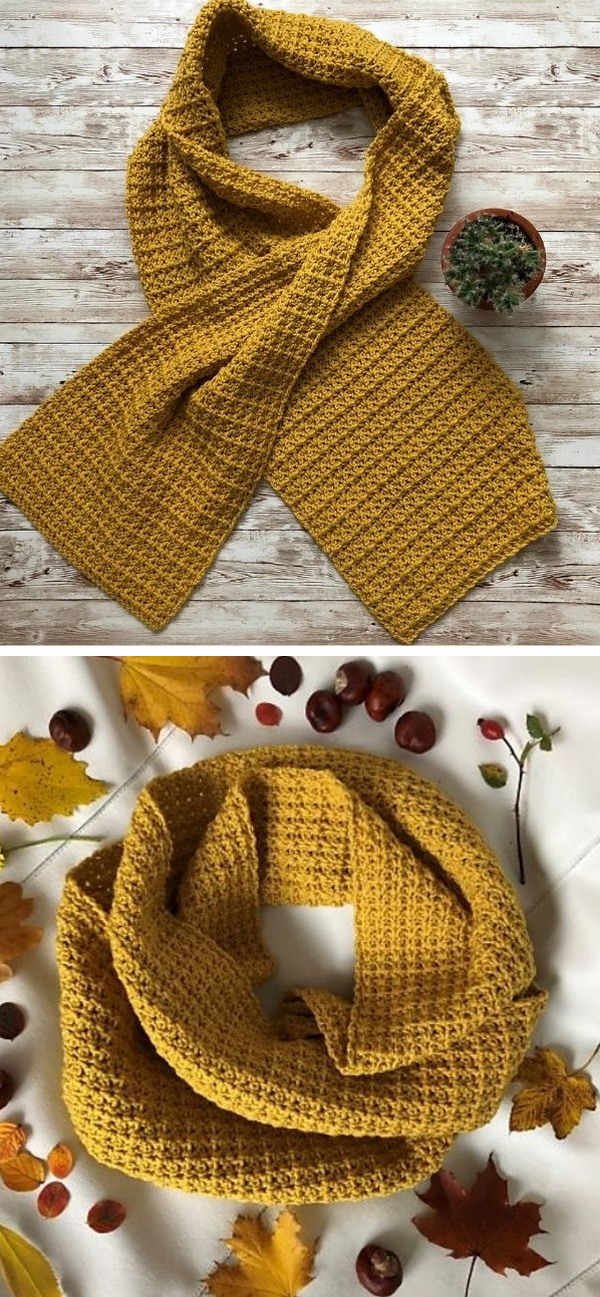 Merino mustard scarf Free Crochet Pattern