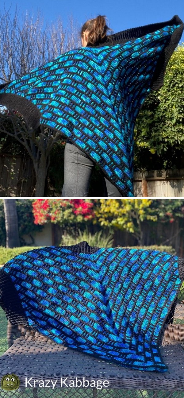 Chevron Cascade Pocket Wrap Free Crochet Pattern