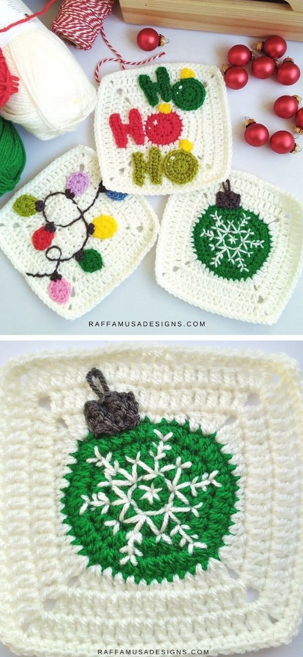 Christmas Bauble Granny Square Free Pattern