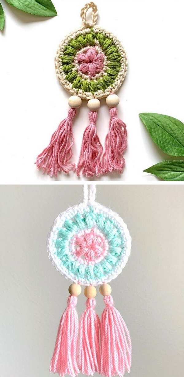 Petite Floral Dreamcatcher Free Crochet Pattern