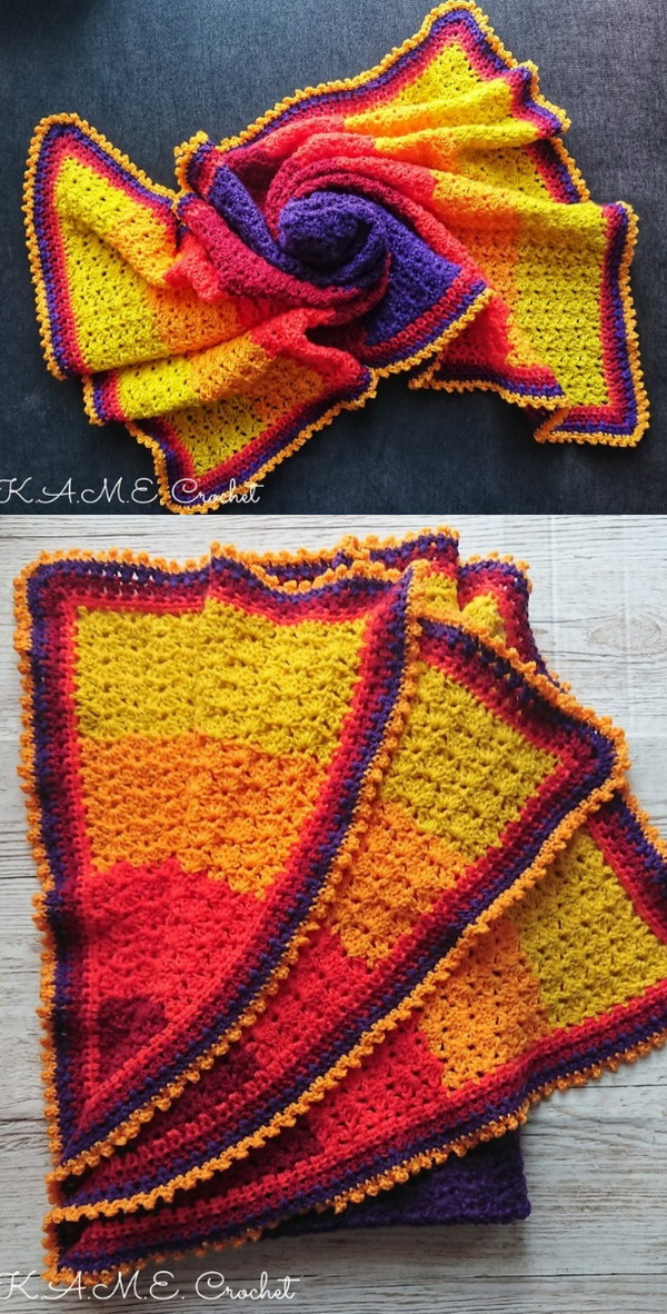 Crochet Tropical Sunset Baby Blanket mini CAL Free Pattern