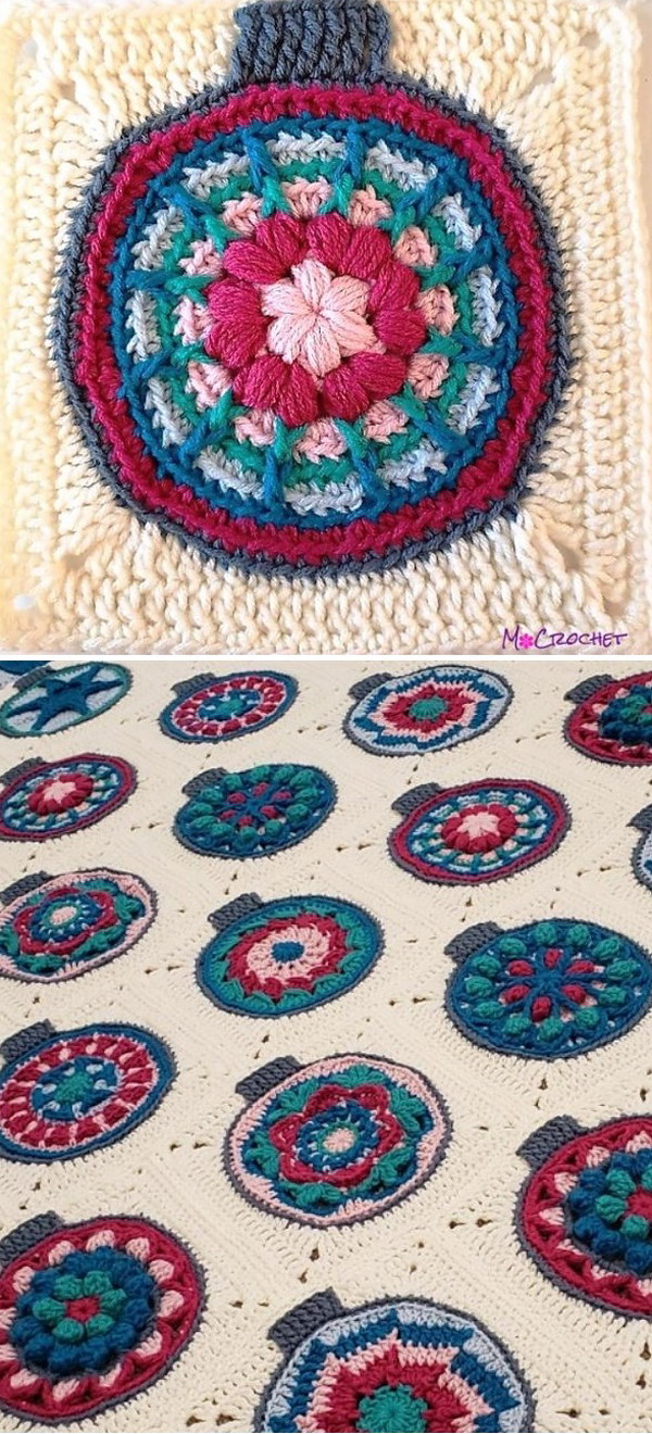 Holiday Baubles Crochet Blanket CAL Free Pattern