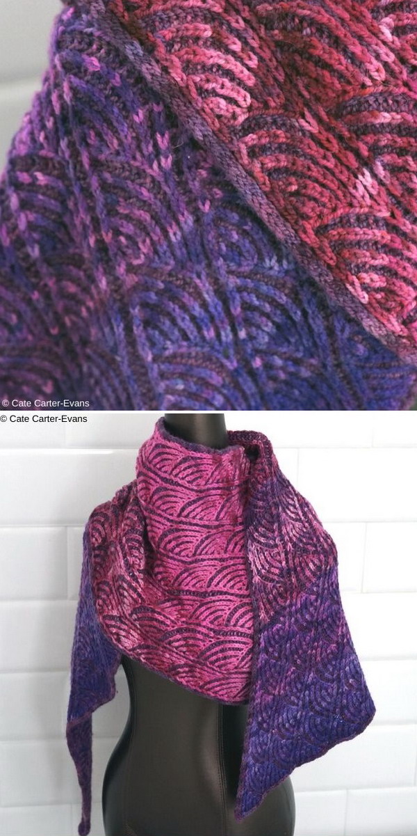 Sashiko Brioche Wrap Free Knitting Pattern