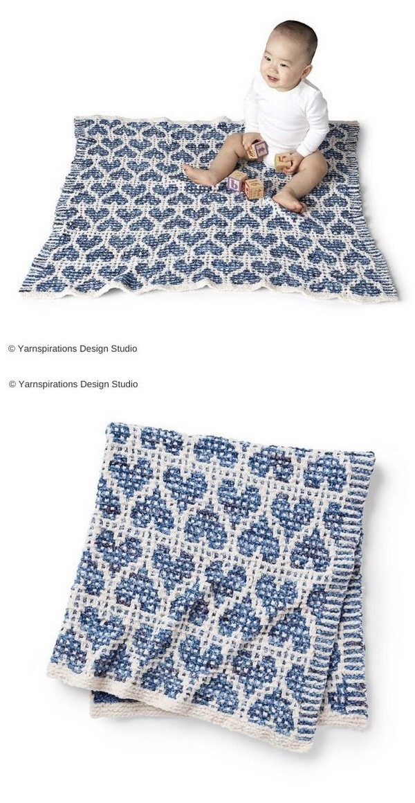 Party Heart-Y Mosaic Blanket Free Knit Pattern