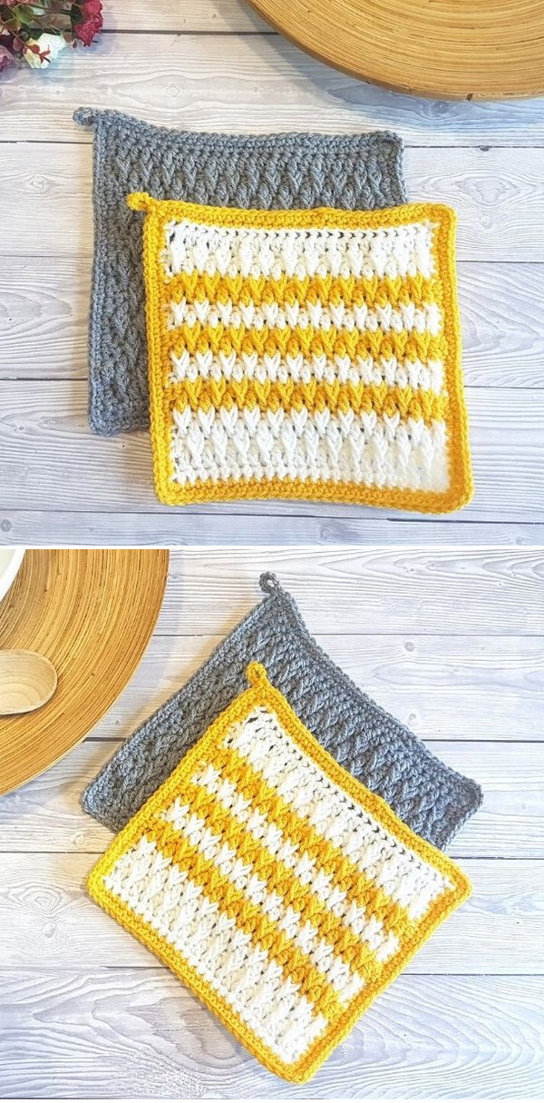 Alpine Stitch Pot Holders Free Crochet Pattern