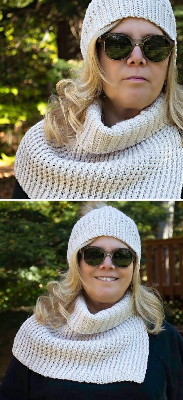 Spider Stitch Trimmed Cowl Free Crochet Pattern