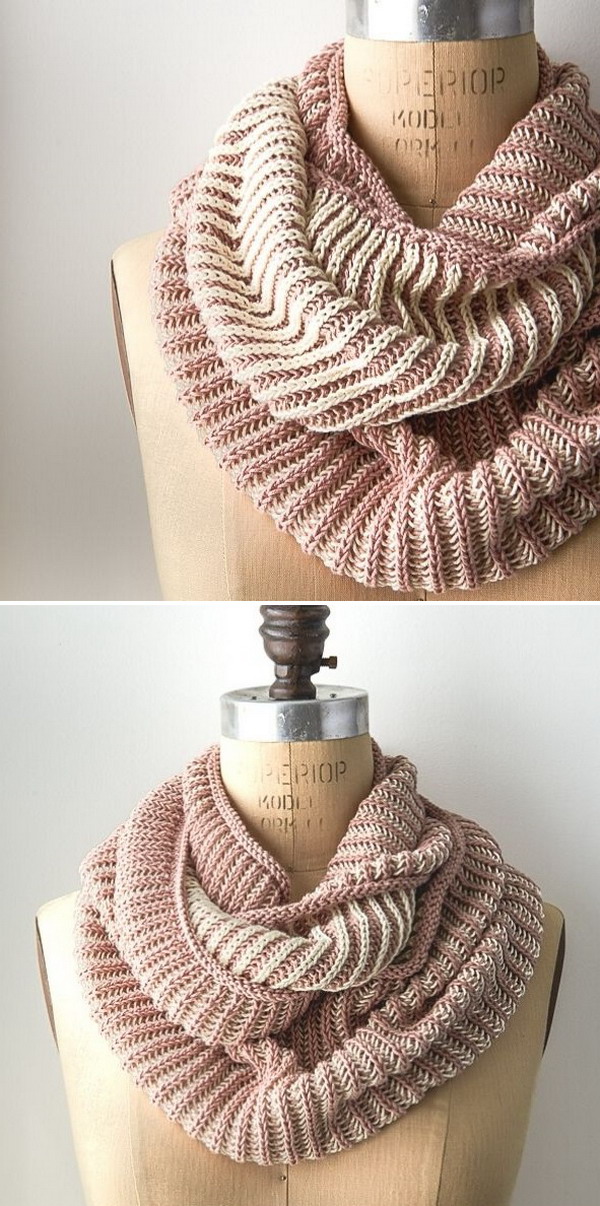 Two-Color Cotton Cowl Free Knitting Pattern » Weave Crochet