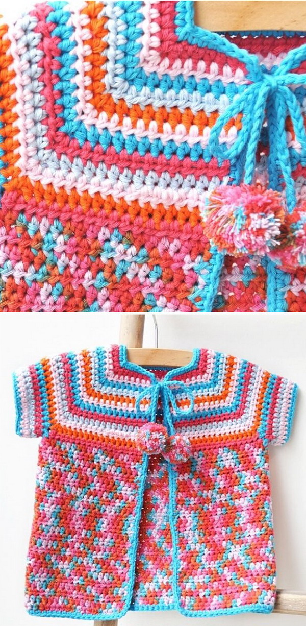 Aran Baby Cardigan Free Crochet Pattern