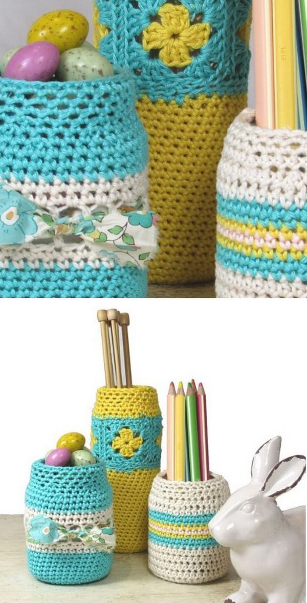Upcycled Glass Jars Free Crochet Pattern
