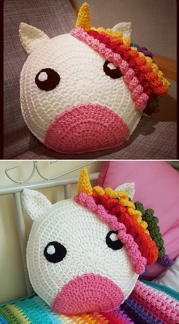 Unicorn Cushion Free Crochet Pattern