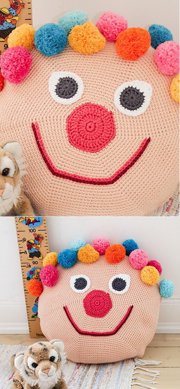 Bongo the Clown Pillow Free Crochet Pattern