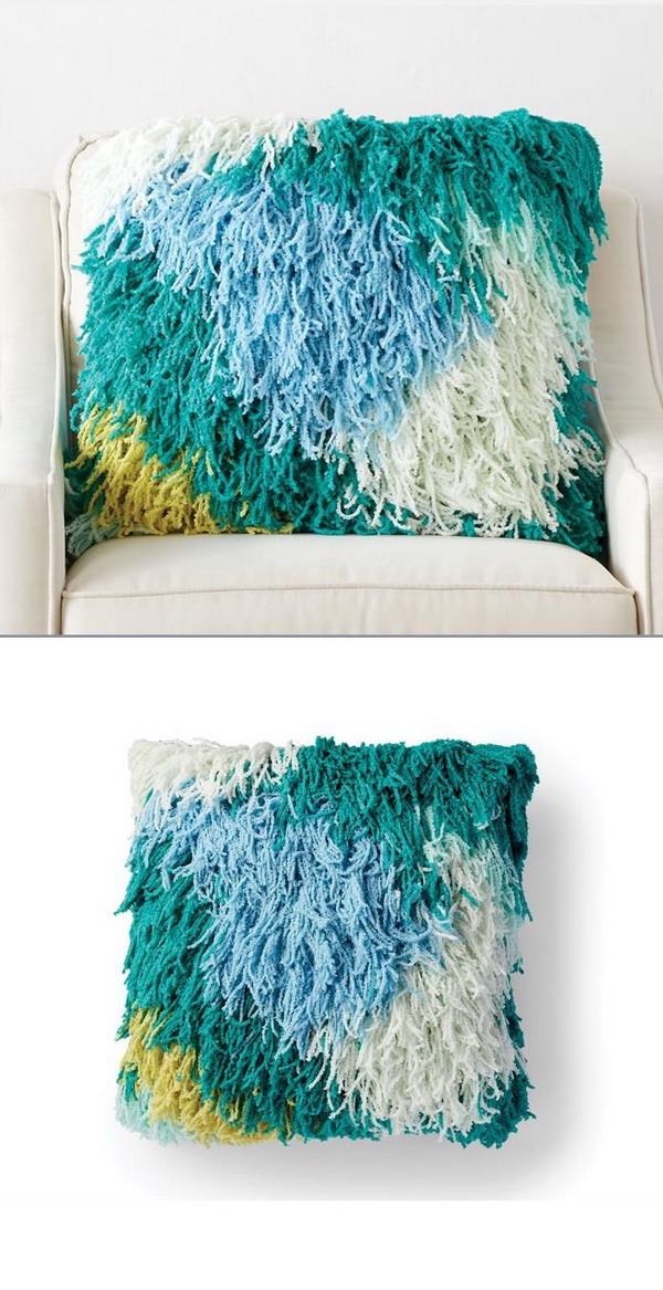 Freeform Fringe Cushion Free Crochet Pattern