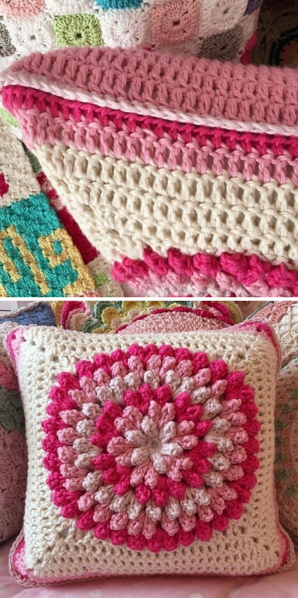 Pink Ombre Pops Pillow Free Crochet Pattern
