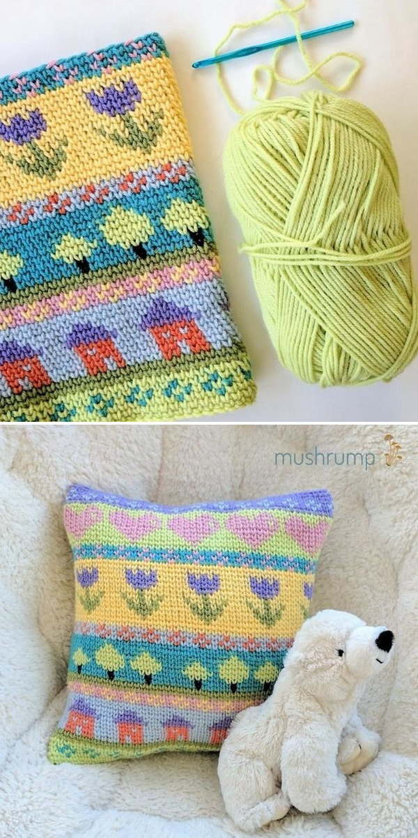 Cheery Fair Isle Pillow Free Crochet Pattern