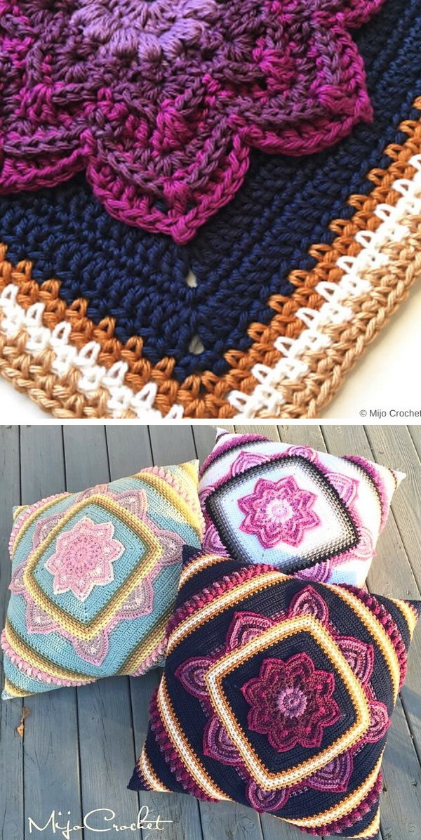 In Bloom CAL Crochet Floral Cushions