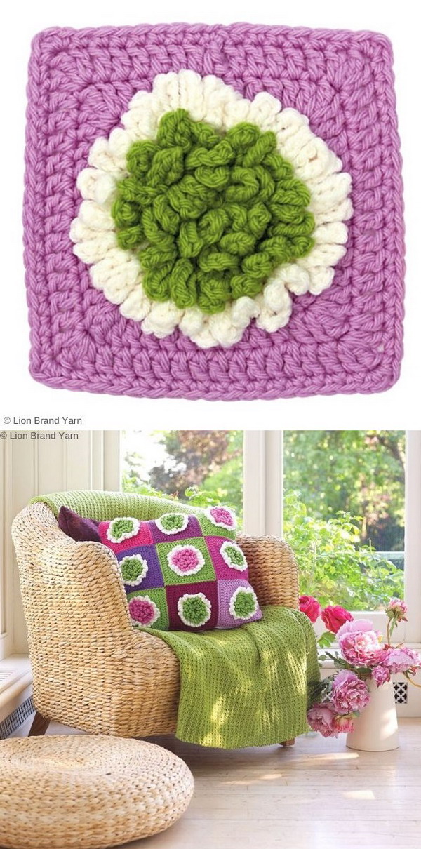 Big Bloom Block Pillow Free Crochet Pattern