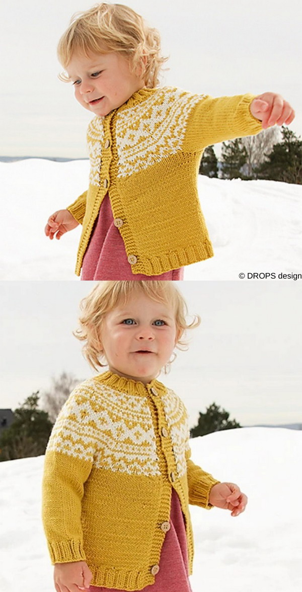 Nordic style knitted sweaters for kids cute yellow