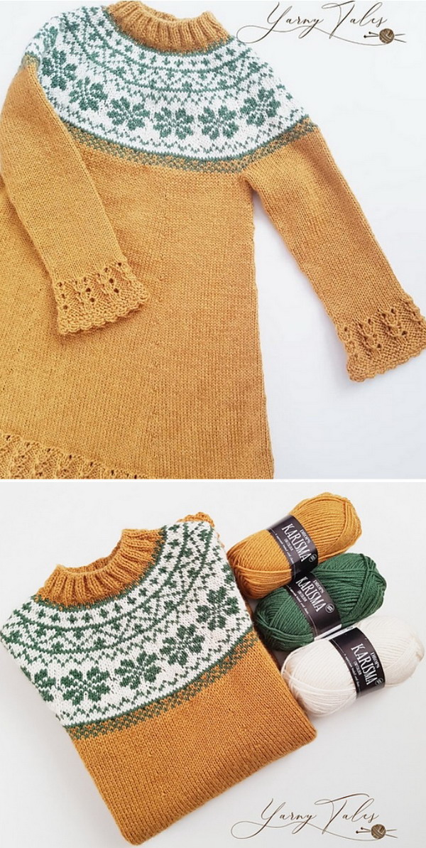 Nordic style knitted sweaters for kids sunny colour