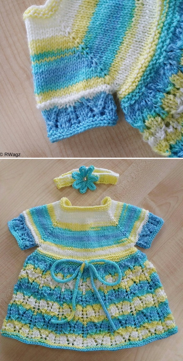 Cute baby dresses knitting patterns blue yellow