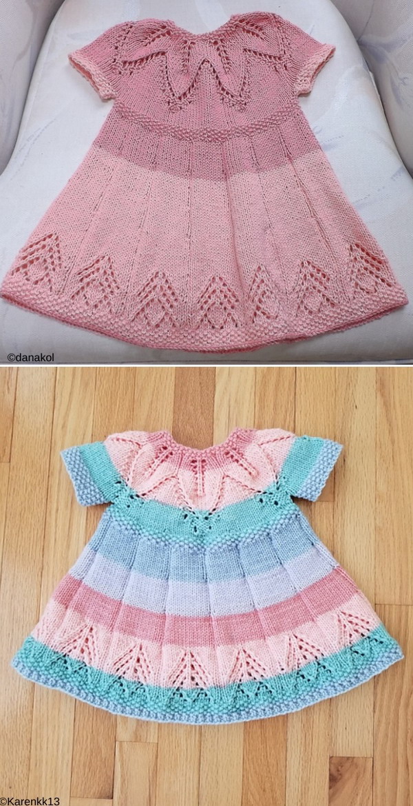 Fairy Leaves Knitted Baby Dress Free Pattern