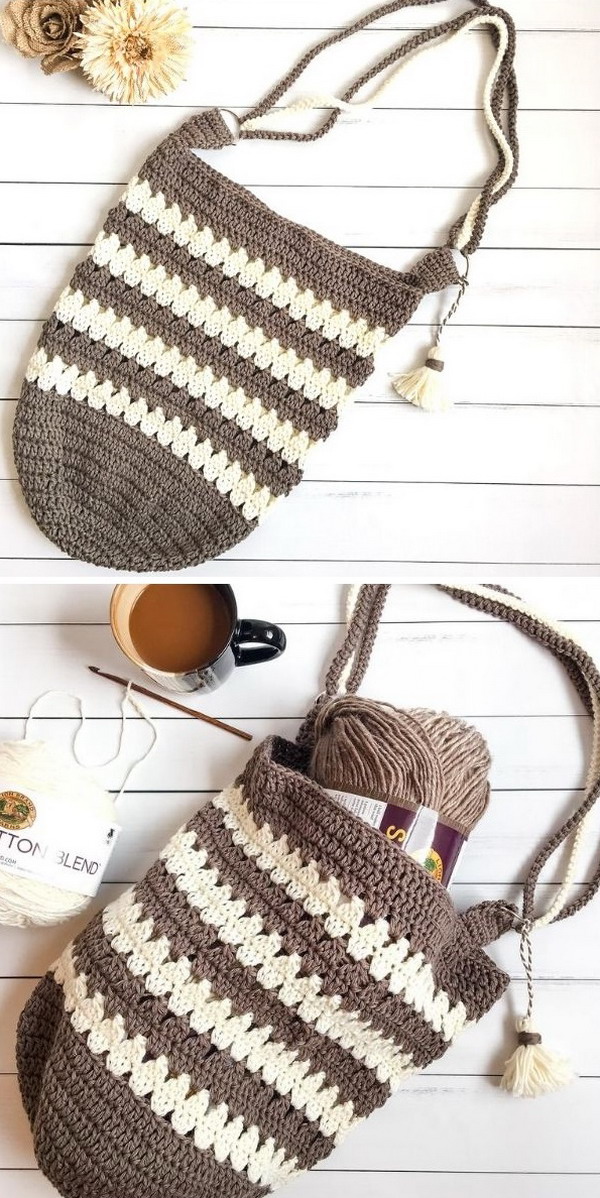 Coffee and Cream Market Bag Free Crochet Pattern