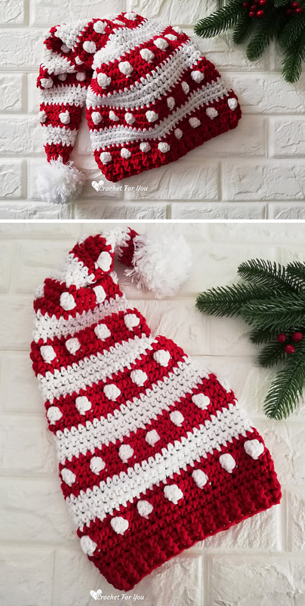 Bobbles and Stripes Santa Hat Free Pattern