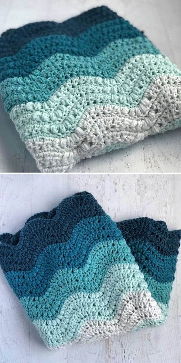 Ocean Waves Blanket Free Crochet Pattern » Weave Crochet